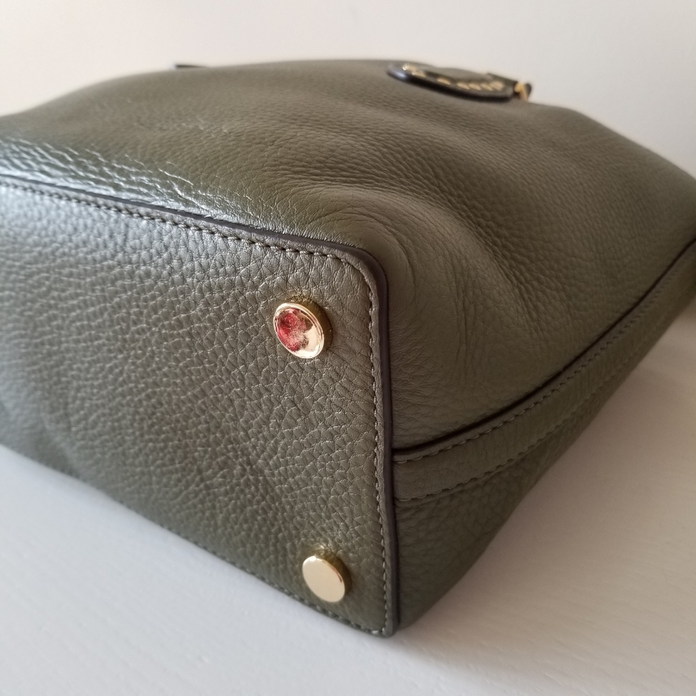 Michael Kors Brooklyn Small Grab Bag Crossbody Pebbled Leather Olive Green - Picture 8 of 13
